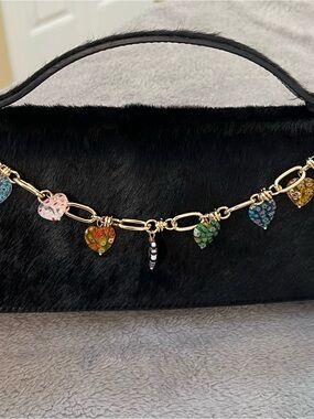 Black faux calf hair clutch